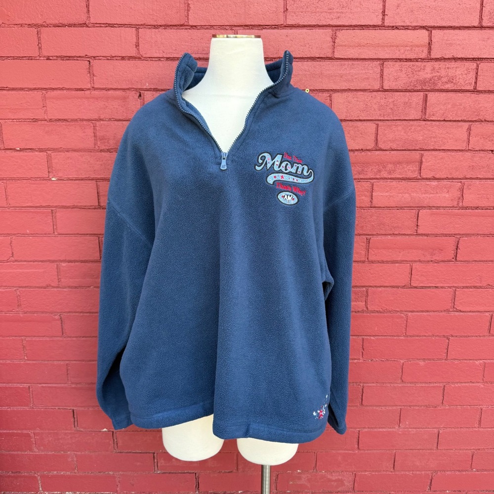 Vtg Y2K Big Dogs Polar Dog Fleece Quarter Zip Pullover I'm The Mom‎ Large Funny